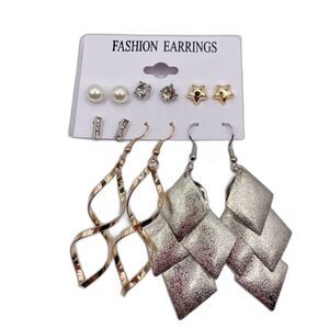 6 pairs of hook dangle and stud earrings